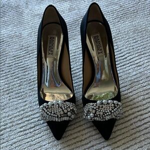 Badgley Mischka Black Heels with Silver Embellishments